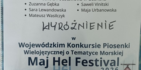 „Maj Hel Festival 2026” – sukces naszych uczniów!